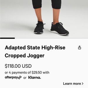 Lululemon Adapted State Jogger Crop (Size 8, Grey)